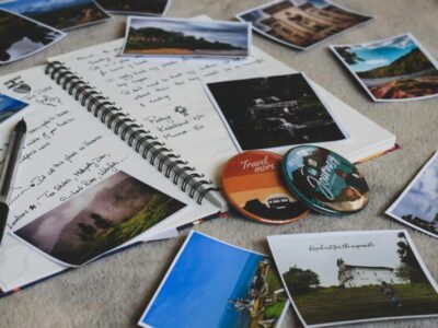 Assorted photos and notebook